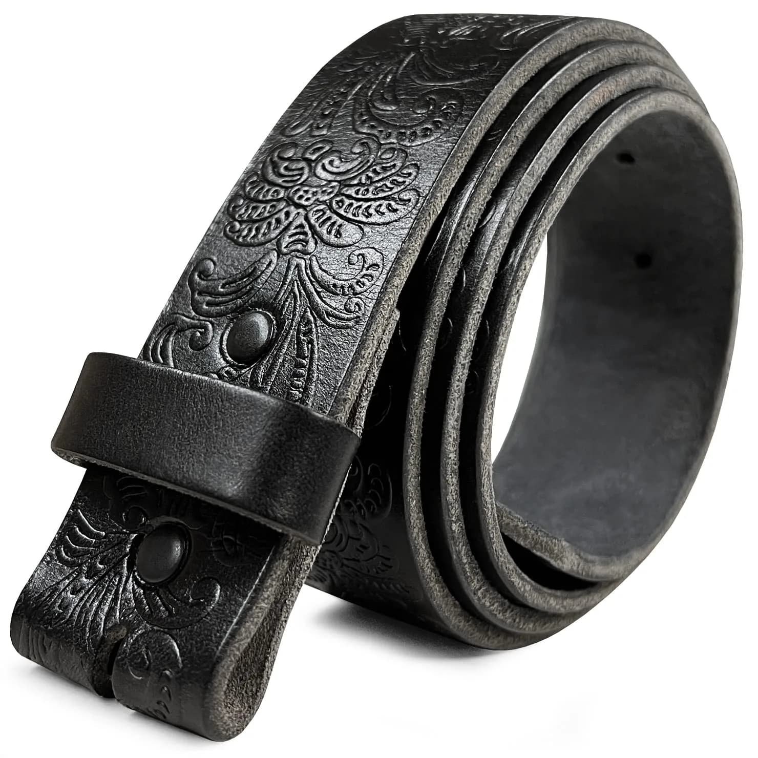 Belts.com Cowboy Cowgirl Western Tooled Floral Embossed Full Grain Leather Belt 38mm Wide