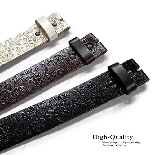 Belts.com Cowboy Cowgirl Western Tooled Floral Embossed Full Grain Leather Belt 38mm Wide thumbnail 5
