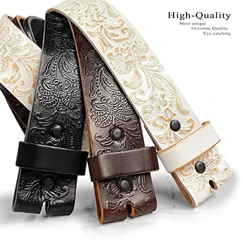 Belts.com Cowboy Cowgirl Western Tooled Floral Embossed Full Grain Leather Belt 38mm Wide thumbnail 2