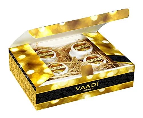 Vaadi Herbals Gold Facial Kit with 24 Carat Gold Leaves 70g (2.47 oz) | Rejuvenating Face Care thumbnail 4