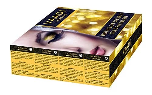 Vaadi Herbals Gold Facial Kit with 24 Carat Gold Leaves 70g (2.47 oz) | Rejuvenating Face Care thumbnail 5