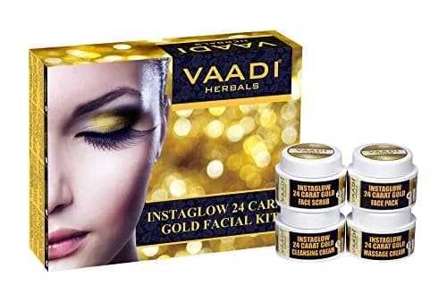 Vaadi Herbals Gold Facial Kit with 24 Carat Gold Leaves 70g (2.47 oz) | Rejuvenating Face Care thumbnail 2
