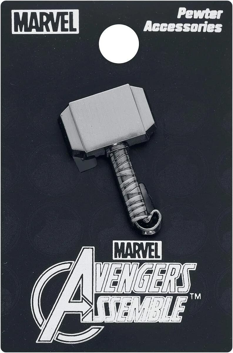 Marvel Thor Hammer Pewter Lapel Pin Silver 2.54 cm (1") | Detailed Collectible for Fans