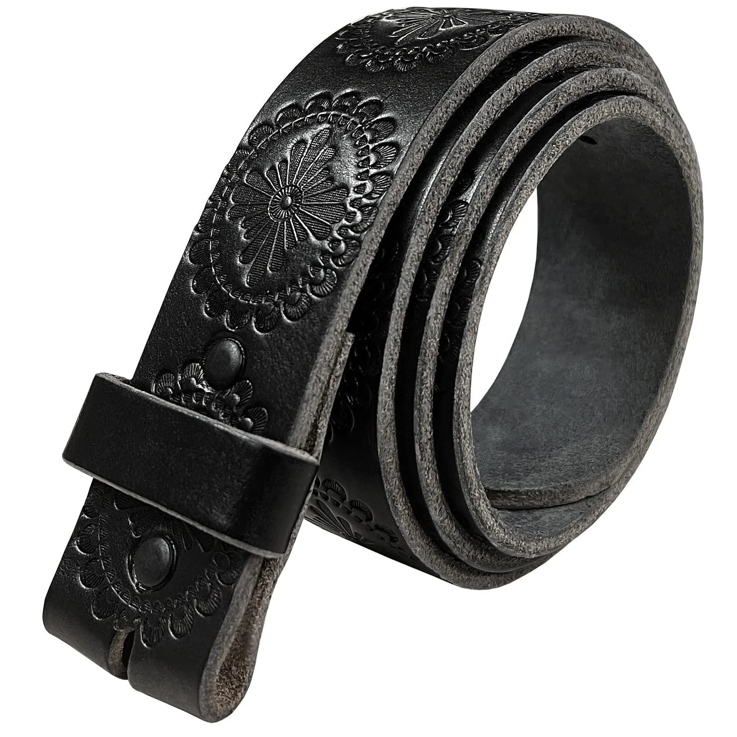 Belts.com 1.5" Full Grain Leather Western Belt Strap | Vintage Pattern, Black, Size 30