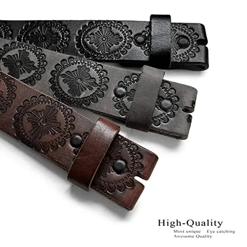 Belts.com 1.5" Full Grain Leather Western Belt Strap | Vintage Pattern, Black, Size 30 thumbnail 4