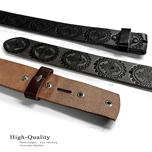 Belts.com 1.5" Full Grain Leather Western Belt Strap | Vintage Pattern, Black, Size 30 thumbnail 5