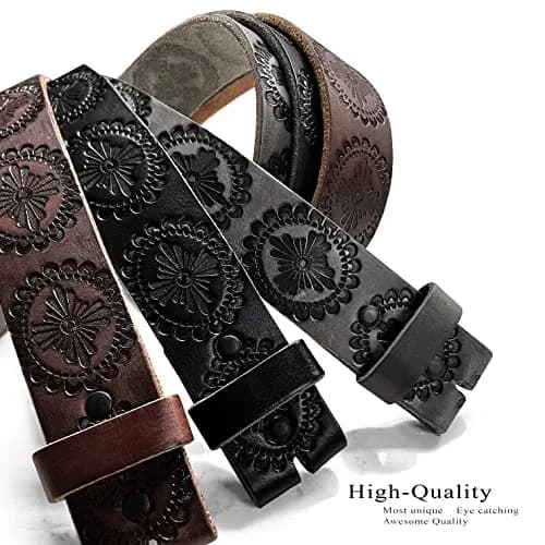 Belts.com 1.5" Full Grain Leather Western Belt Strap | Vintage Pattern, Black, Size 30 thumbnail 2