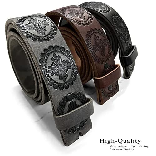 Belts.com 1.5" Full Grain Leather Western Belt Strap | Vintage Pattern, Black, Size 30 thumbnail 3