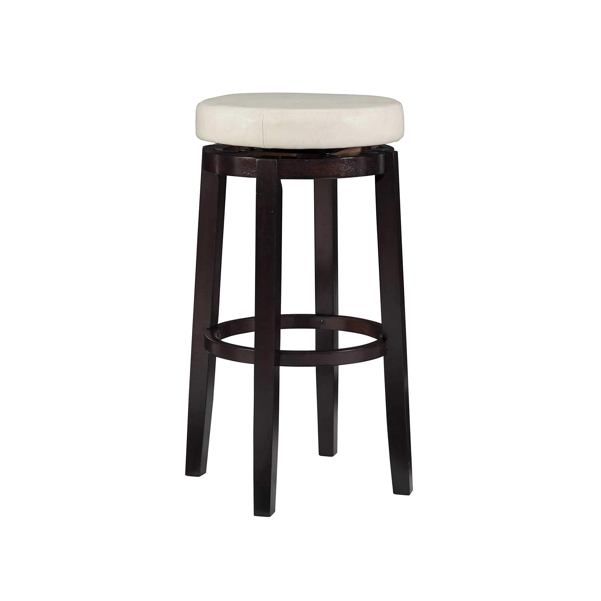 Linon Maya Bar, 29" Rice Stool | Swivel Backless Barstool with Plush Upholstery — Rice Bar