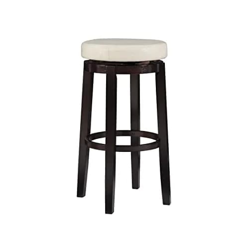 Linon Maya Bar, 29" Rice Stool | Swivel Backless Barstool with Plush Upholstery thumbnail 1