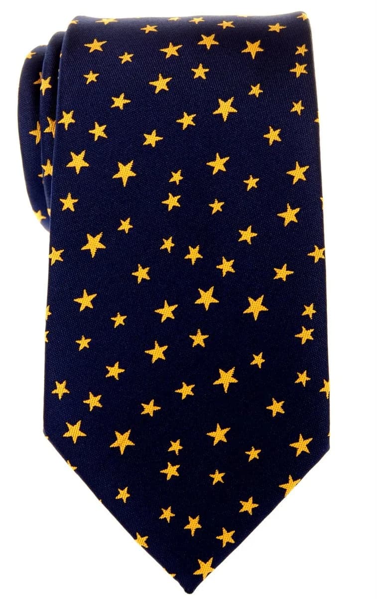 Retreez Classic Stars Woven Men's Tie - Navy Blue with Yellow Stars | Elegant Microfiber Necktie for Formal & Casual Wear