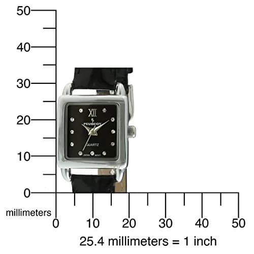 Peugeot Ladies Mini Square Gold Tone Crystal Accented Brown Leather Strap Watch 20mm | Japanese Quartz Movement thumbnail 5