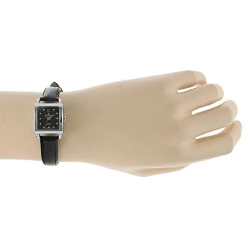 Peugeot Ladies Mini Square Gold Tone Crystal Accented Brown Leather Strap Watch 20mm | Japanese Quartz Movement thumbnail 6