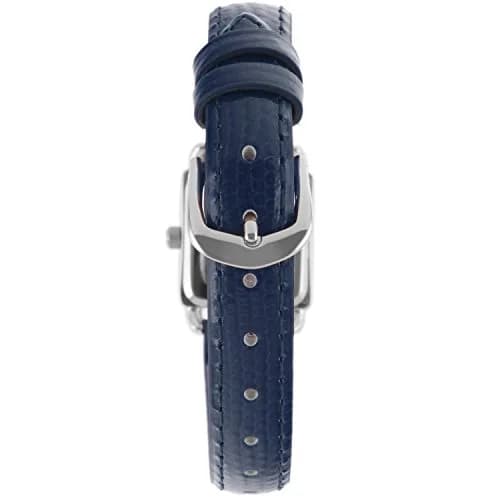 Peugeot Ladies Mini Square Gold Tone Crystal Accented Blue Leather Strap Watch 20mm (0.79in) | Japanese Quartz Movement thumbnail 4