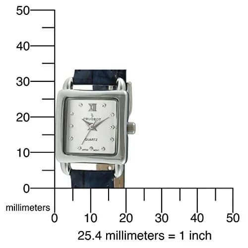 Peugeot Ladies Mini Square Gold Tone Crystal Accented Blue Leather Strap Watch 20mm (0.79in) | Japanese Quartz Movement thumbnail 5