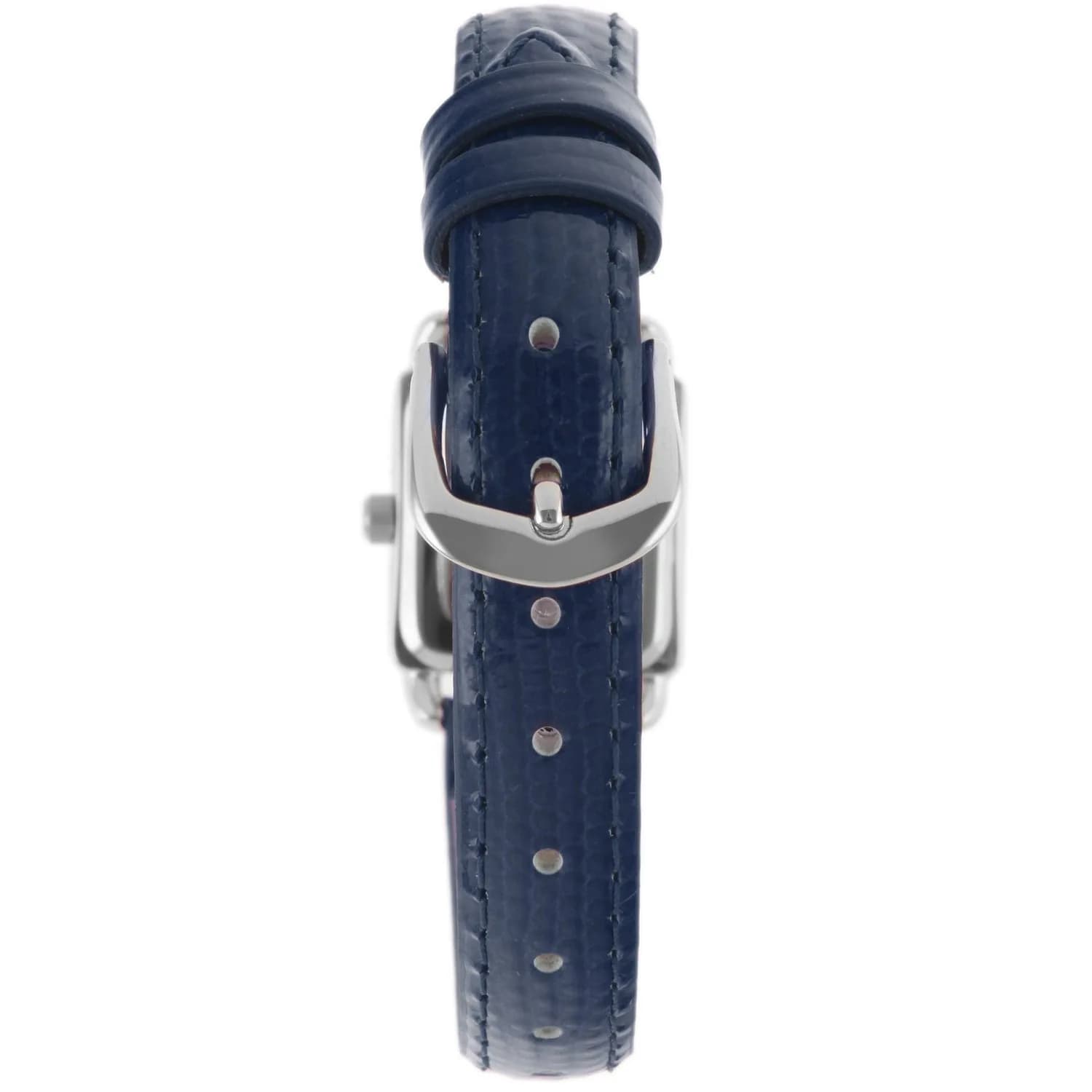 Peugeot Ladies Mini Square Gold Tone Crystal Accented Blue Leather Strap Watch 20mm (0.79in) | Japanese Quartz Movement - view 4