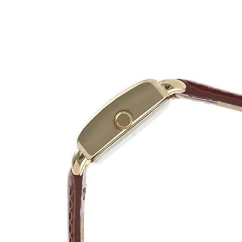 Peugeot Mini Square Gold Tone Crystal Accented Brown Leather Strap Watch 20mm (0.79 inch) | Elegant Analog Watch for Women thumbnail 3