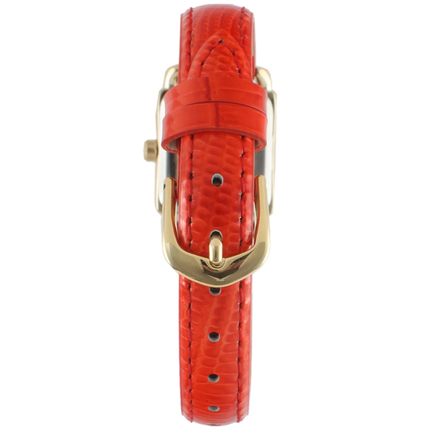 Peugeot Mini Square Gold Tone Crystal Accented Brown Leather Strap Watch 20mm (0.79in) | Japanese Quartz Movement - view 2
