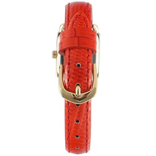 Peugeot Mini Square Gold Tone Crystal Accented Brown Leather Strap Watch 20mm (0.79in) | Japanese Quartz Movement thumbnail 2