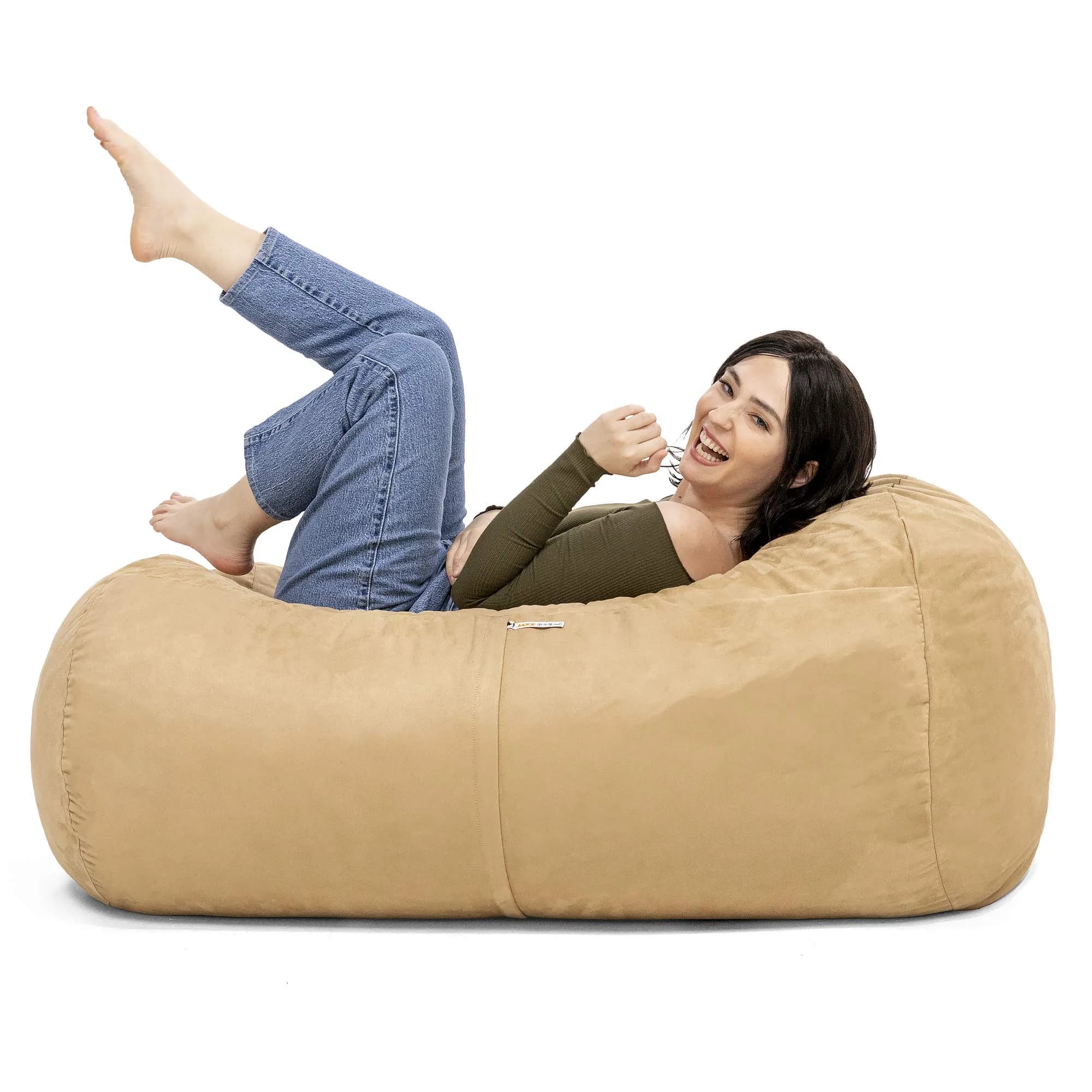 Jaxx Sofa Saxx 4-Foot Bean Bag Lounger, Camel | Spacious Plush Support for Kids & Adults - main product image
