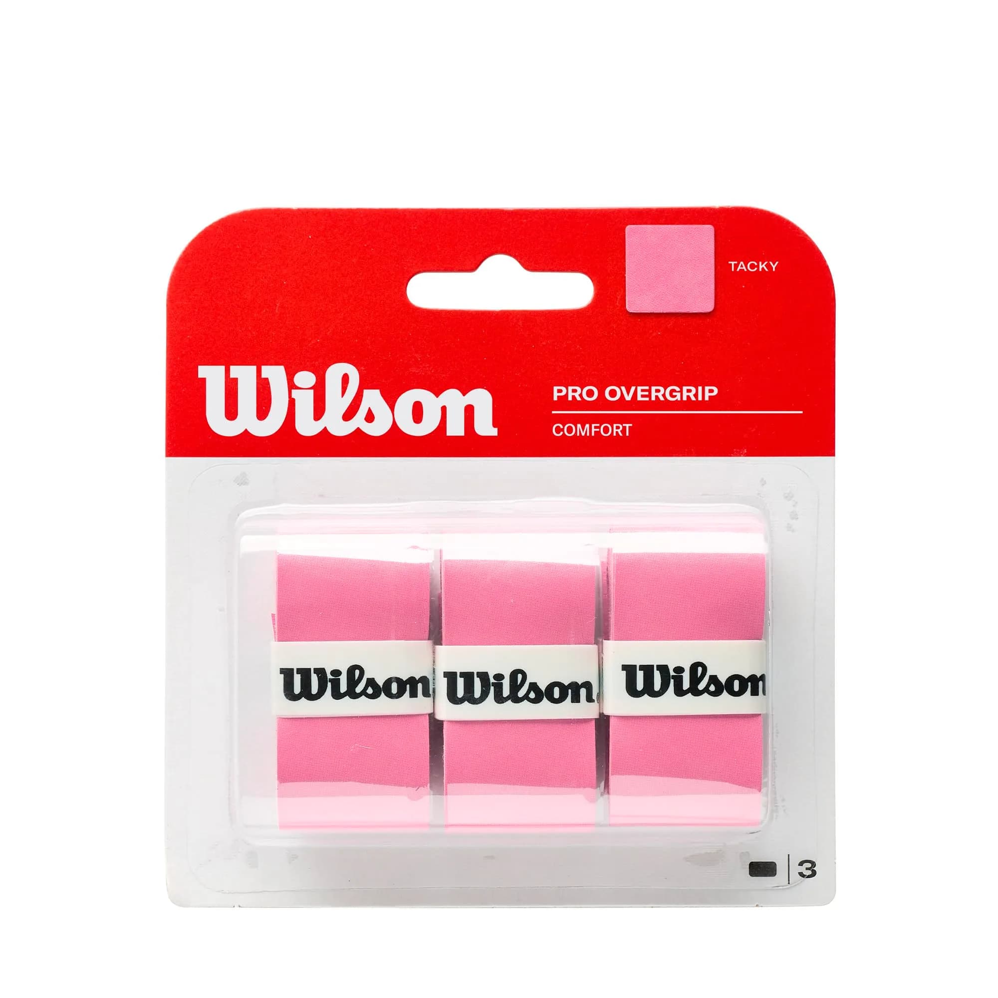 WILSON Sensation Pro Tennis Racquet Over Grip - Vibrant Pink | 3 Grips per Pack - main product image