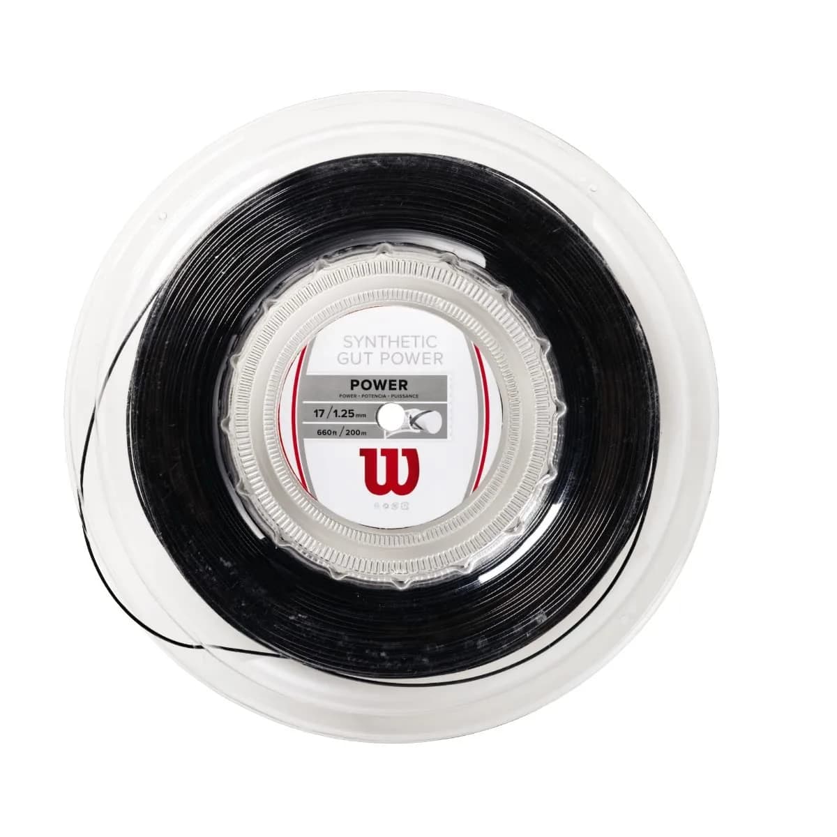 WILSON Synthetic Gut Power Tennis String Reel 200m (660 ft) Black | Responsive Energy Return for All Playing Styles — Black