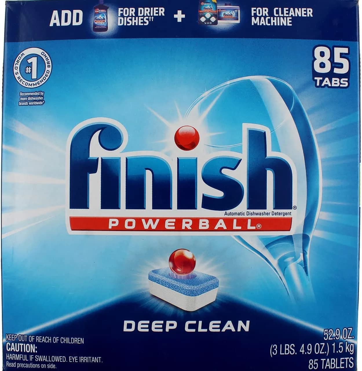 Finish All in 1 Powerball Dishwasher Detergent Tablets Fresh Scent 85 Count (2.41 kg) | 3X Concentrated Cleaning Power - main product image