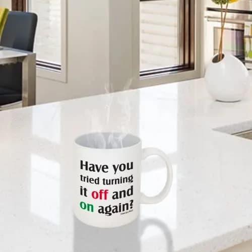 Funny Guy Mugs Have You Tried Turning It Off And On Again? Ceramic Coffee Mug 325ml (11oz) | Funny Coffee Mug for Men and Women thumbnail 3