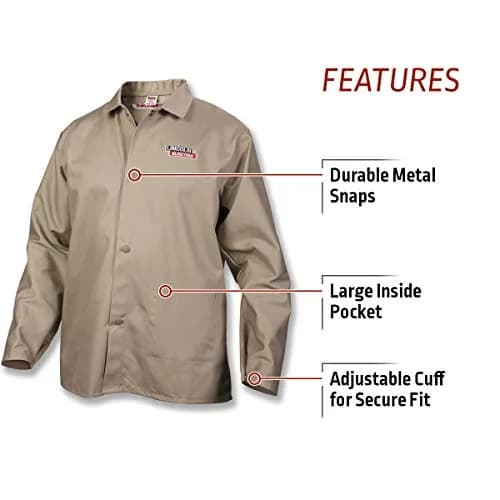 Lincoln Electric Flame Resistant Cotton Welding Jacket | Khaki / Tan | Medium | K3317-M thumbnail 3