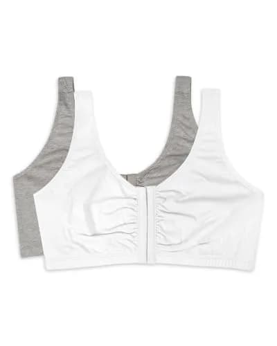 Fruit of the Loom Women's Front-Close Cotton Sports Bra Multi-Pack (2-Pack, Size 42) | Easy On & Off Wireless Comfort thumbnail 1