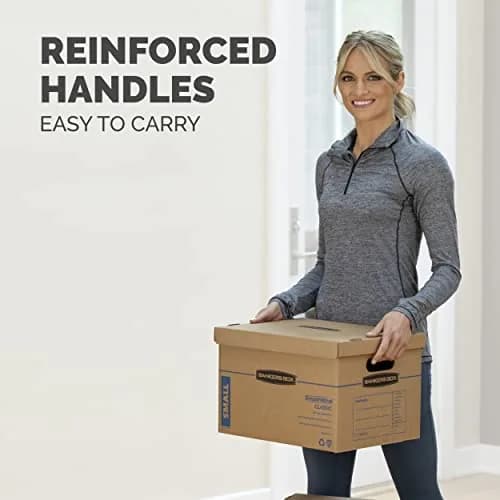 Bankers Box 10-Pack Small Classic Moving Boxes with Reinforced Handles | Tape-Free, Durable, Recyclable thumbnail 6