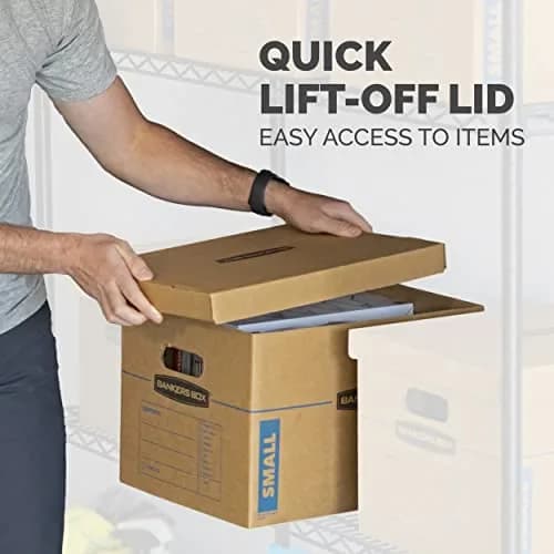 Bankers Box 10-Pack Small Classic Moving Boxes with Reinforced Handles | Tape-Free, Durable, Recyclable thumbnail 7