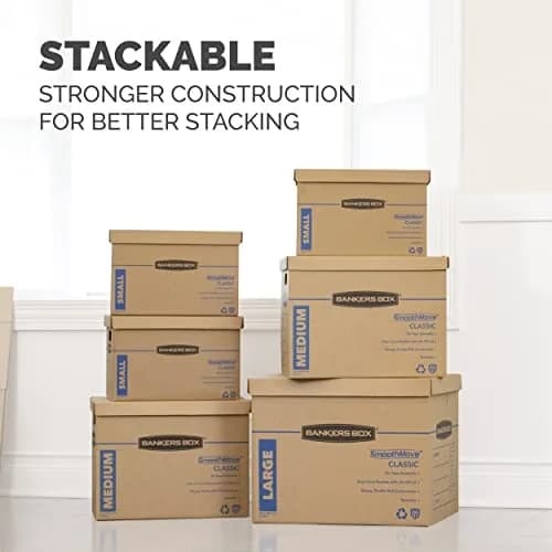 Bankers Box 10-Pack Small Classic Moving Boxes with Reinforced Handles | Tape-Free, Durable, Recyclable thumbnail 9