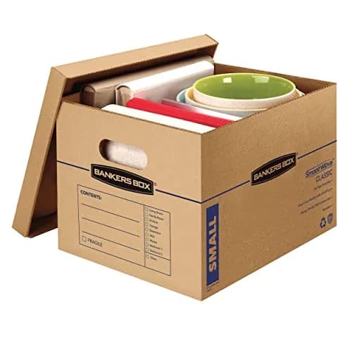 Bankers Box 10-Pack Small Classic Moving Boxes with Reinforced Handles | Tape-Free, Durable, Recyclable thumbnail 2