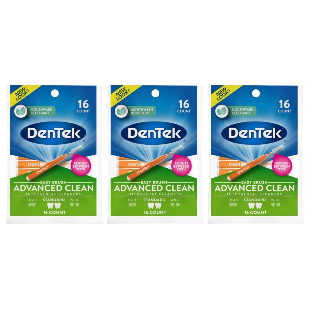 DenTek Easy Brush Interdental Cleaners 16 Count (Pack of 3) | Plaque Control & Oral Hygiene