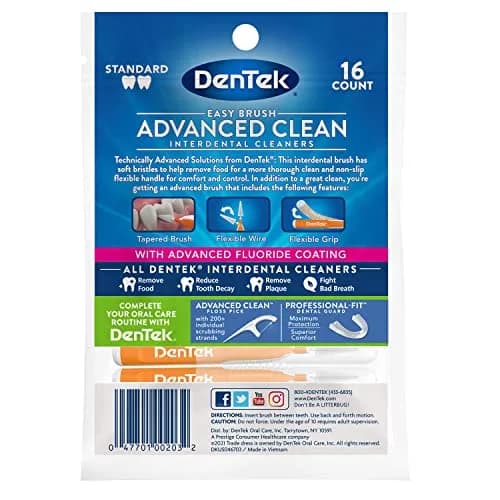 DenTek Easy Brush Interdental Cleaners 16 Count (Pack of 3) | Plaque Control & Oral Hygiene thumbnail 9