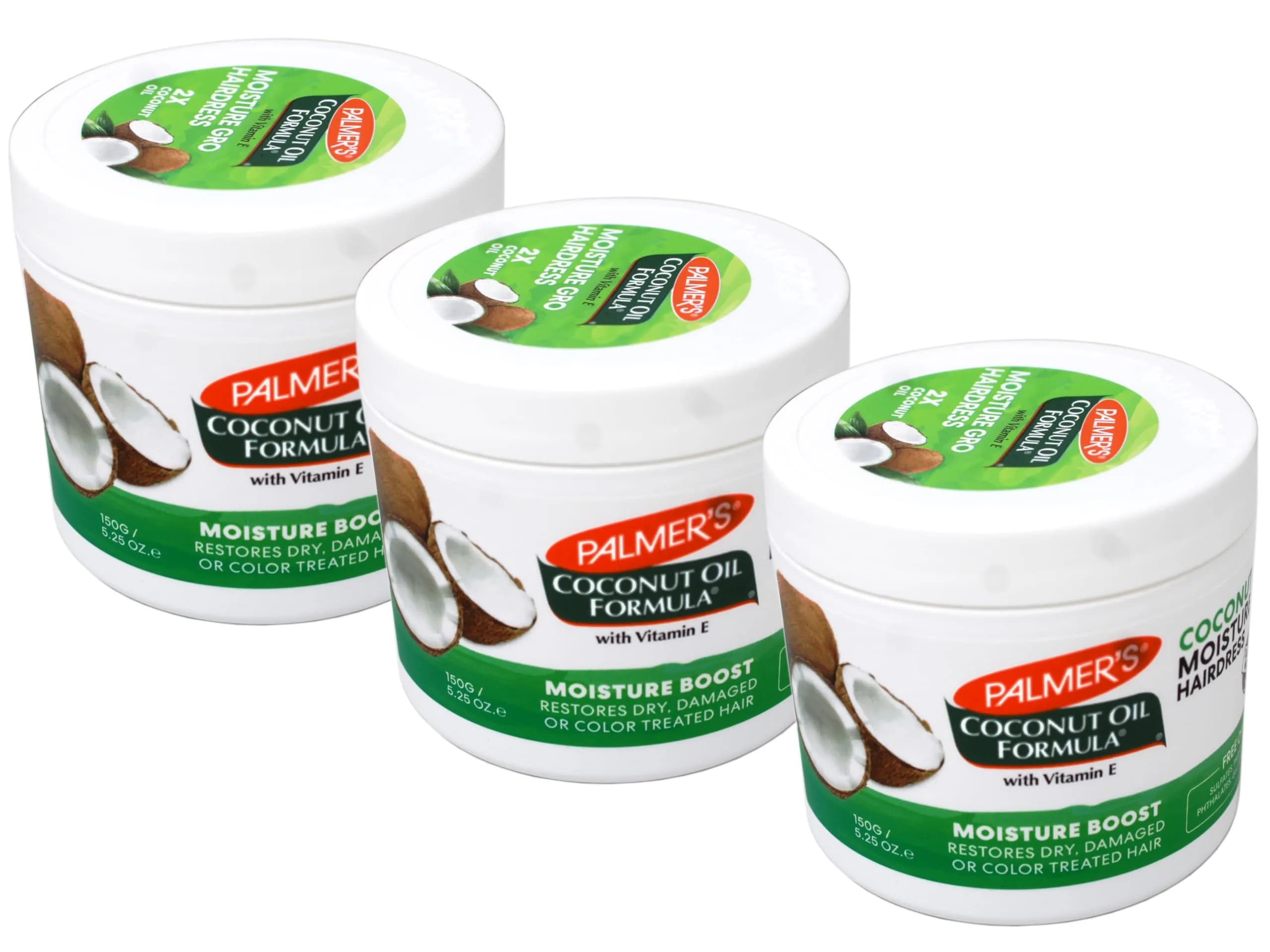 Palmer's Coconut Oil Moisture Gro Hairdress Jar 155ml (5.25 oz) (Pack of 3) | Deep Moisture for Dry, Damaged, Curly, Frizzy Hair - main product image