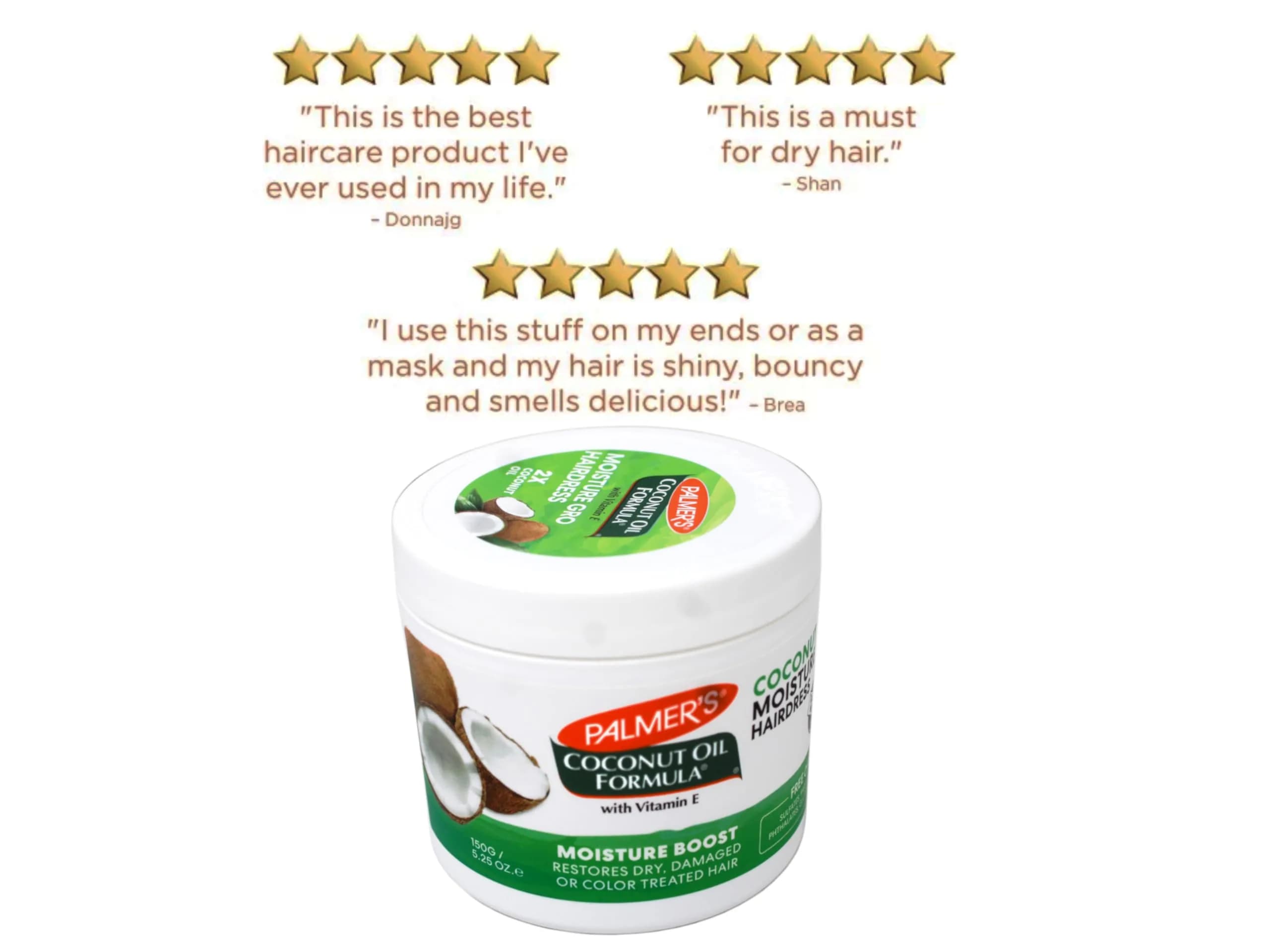 Palmer's Coconut Oil Moisture Gro Hairdress Jar 155ml (5.25 oz) (Pack of 3) | Deep Moisture for Dry, Damaged, Curly, Frizzy Hair - view 6