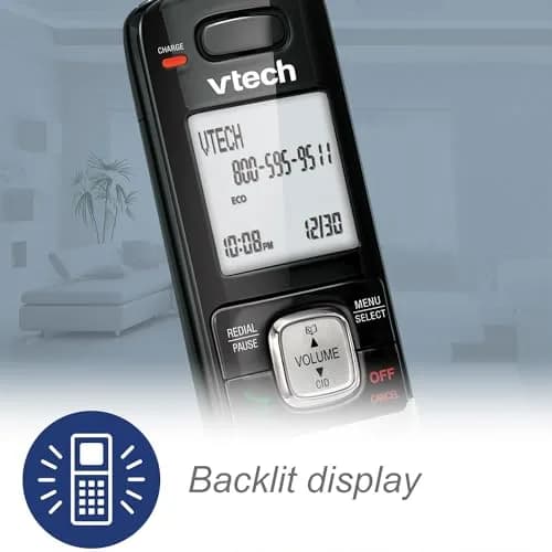 VTech CS6719 DECT 6.0 Cordless Phone with Caller ID/Call Waiting, 1 Handset Silver/Black | Full Duplex Speakerphone thumbnail 2