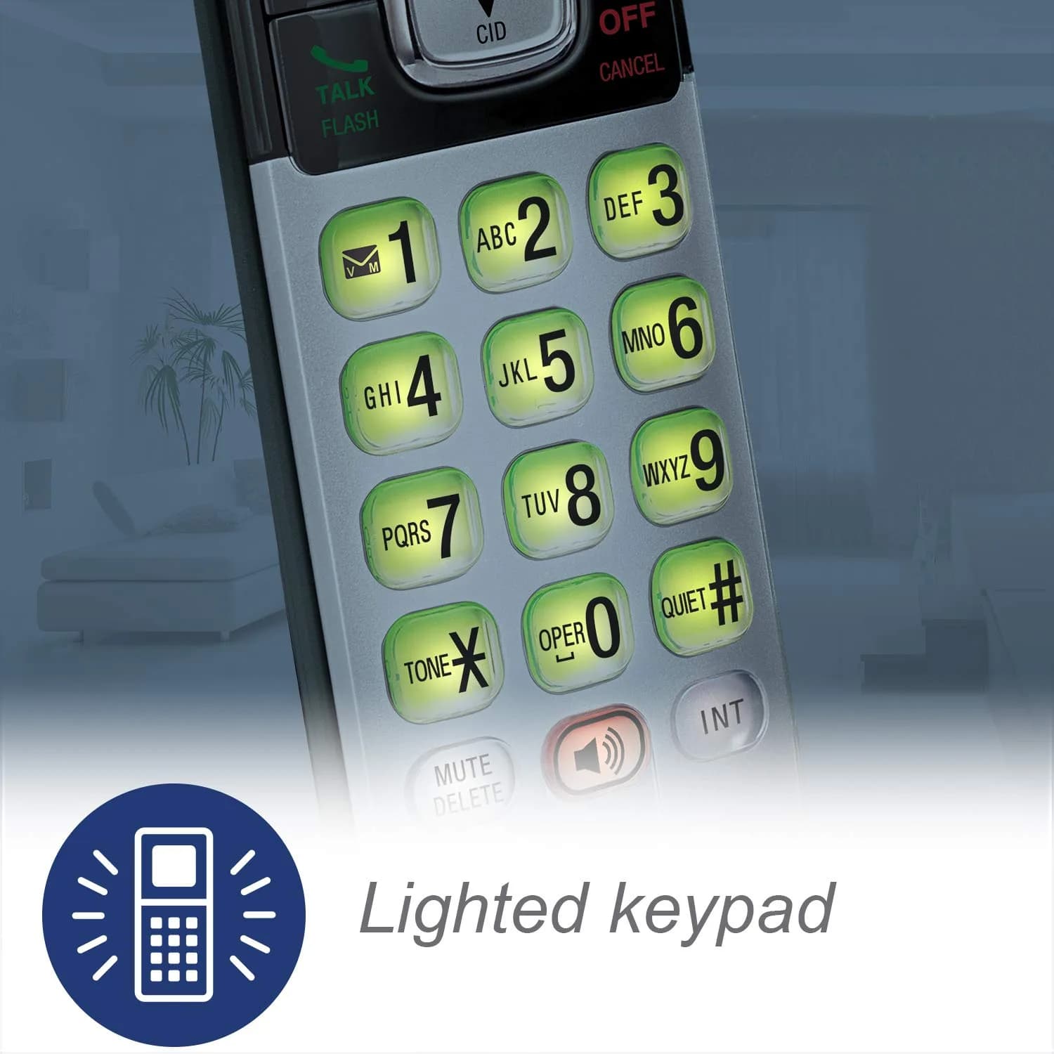 VTech CS6719 DECT 6.0 Cordless Phone with Caller ID/Call Waiting, 1 Handset Silver/Black | Full Duplex Speakerphone - view 3