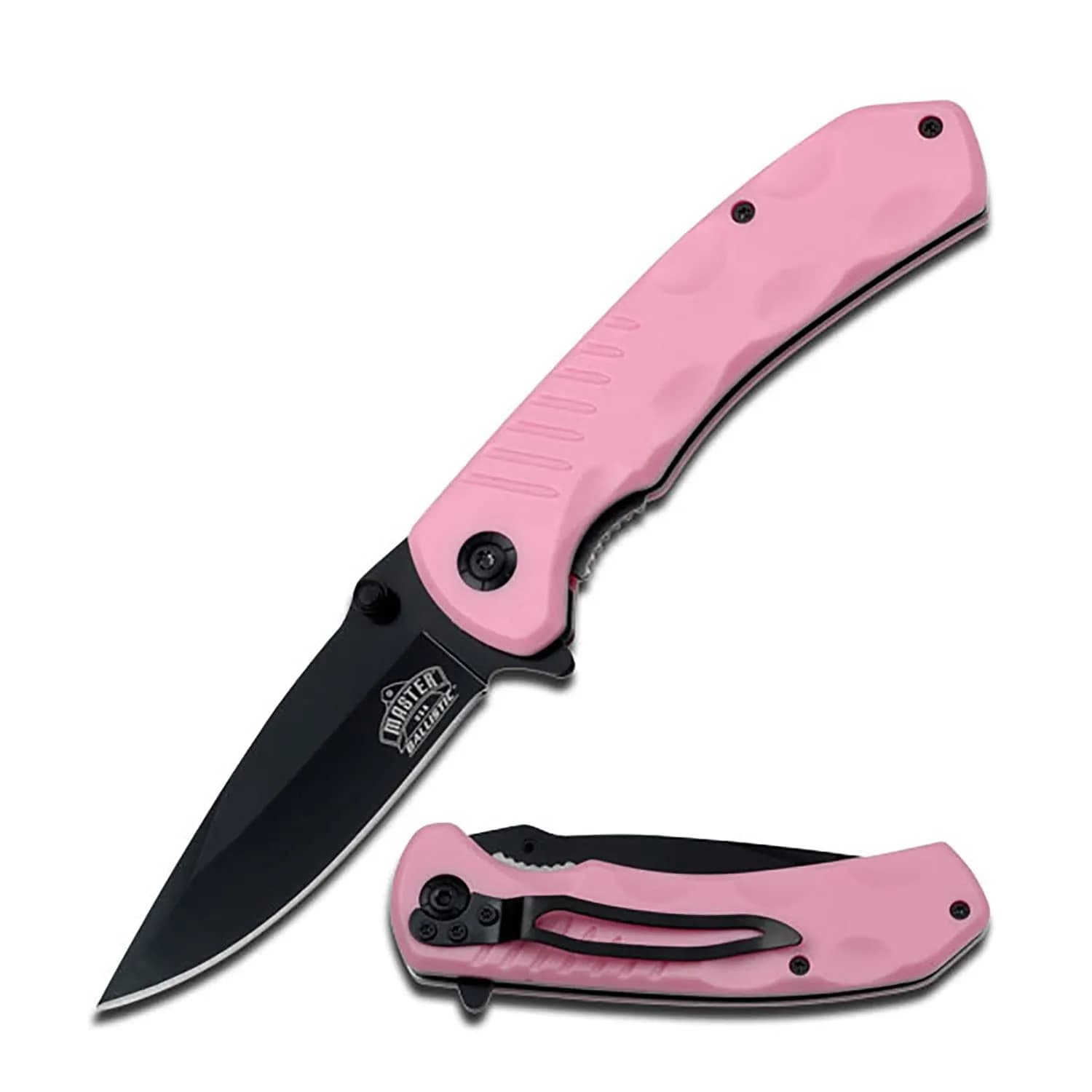 MASTER USA 7.75" Folding Pocket Knife, Statue of Liberty Handle, 3.25" Black 3CR13 Blade | Compact Outdoor Utility — Pink