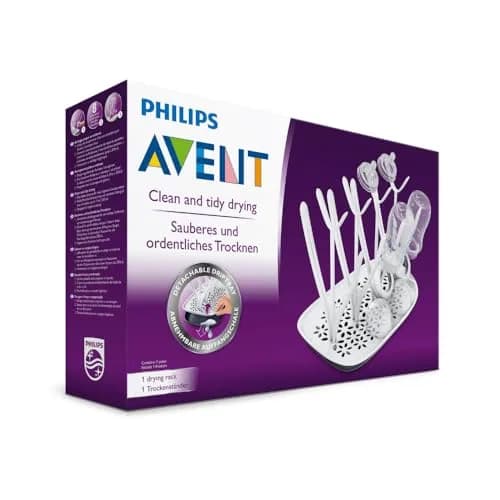Philips Avent Baby Bottle Drying Rack, White | Fits 8 Bottles & Accessories, Adjustable Design, Detachable Drip Tray thumbnail 2