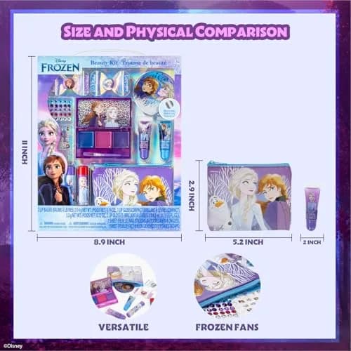 Townley Girl Disney Frozen Makeup Set with Purse, Lip Gloss & Hair Accessories, Ages 3+ | 29-Piece Sparkly Beauty Kit thumbnail 8