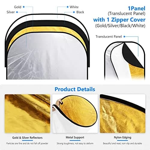 NEEWER 59"x79"/150x200cm Light Reflectors for Photography, Portable 5 in 1 thumbnail 7