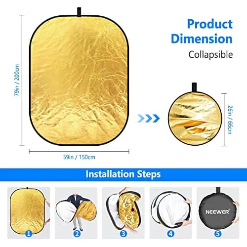 NEEWER 59"x79"/150x200cm Light Reflectors for Photography, Portable 5 in 1 thumbnail 3