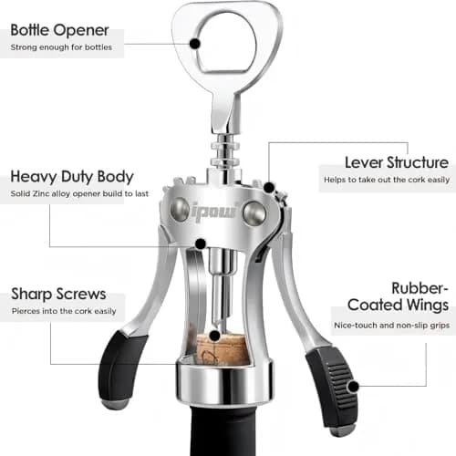 IPOW Wine Bottle Opener, Zinc Alloy Corkscrew, Effortless Cork Removal | Built for Durability & Ease thumbnail 9
