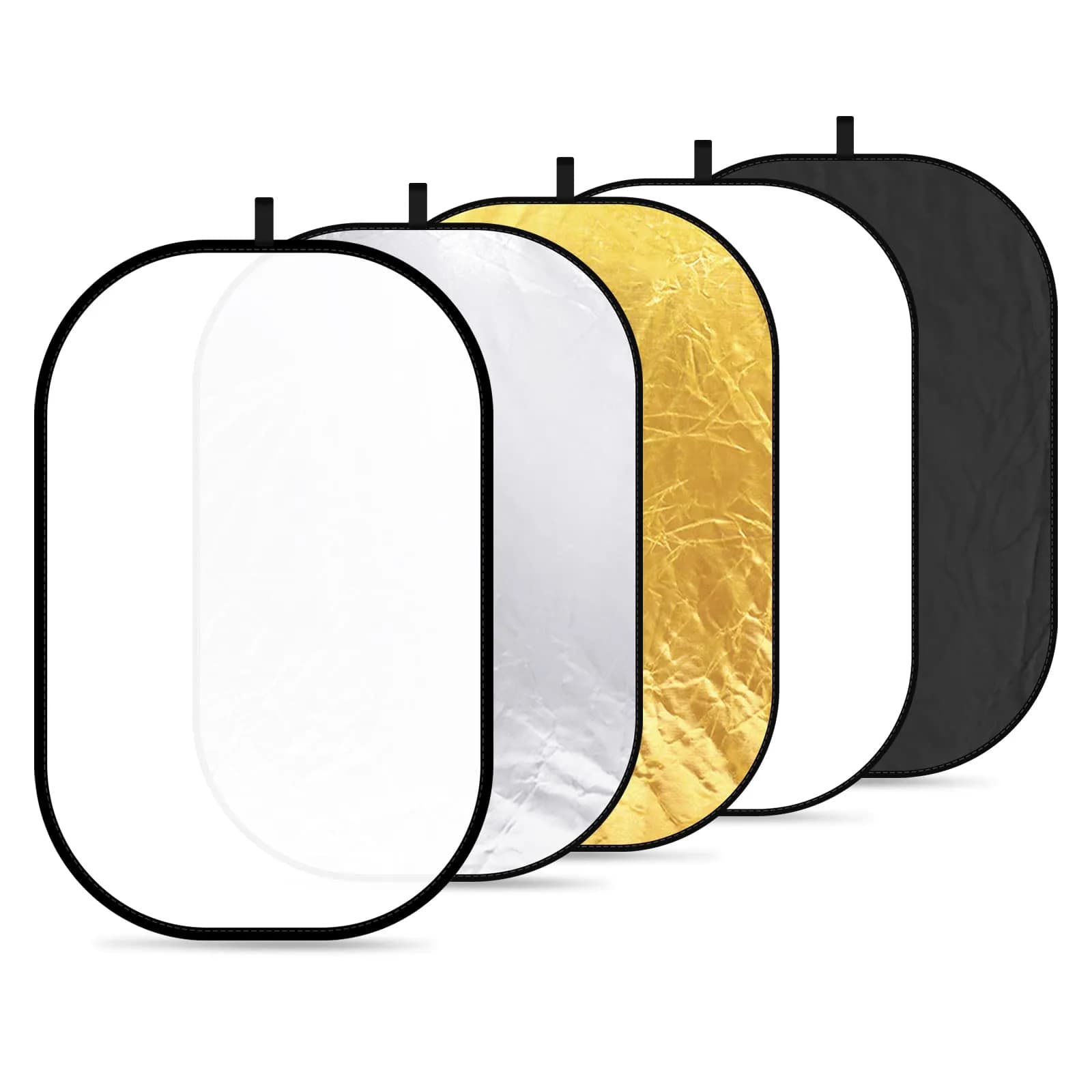 NEEWER 59"x79"/150x200cm Light Reflectors for Photography, Portable 5 in 1 — Gold,Silver,White