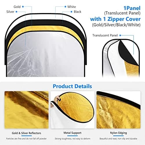 NEEWER 40"x60"/100x150cm Light Reflectors for Photography | Oval, Multi-Color Studio Reflector thumbnail 7
