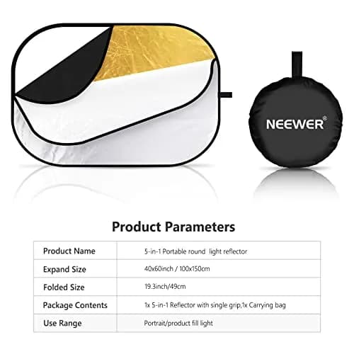 NEEWER 40"x60"/100x150cm Light Reflectors for Photography | Oval, Multi-Color Studio Reflector thumbnail 8