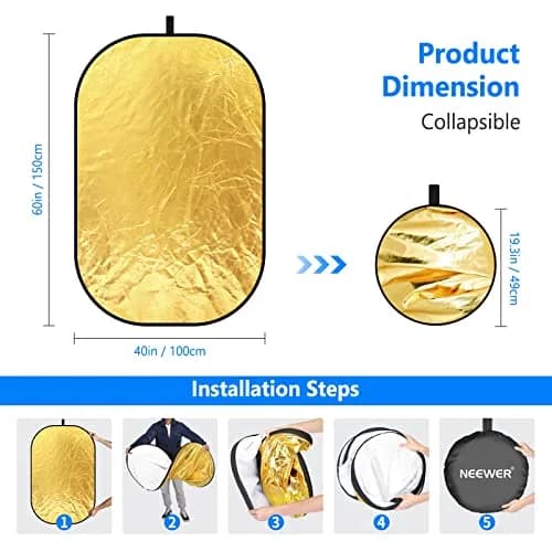 NEEWER 40"x60"/100x150cm Light Reflectors for Photography | Oval, Multi-Color Studio Reflector thumbnail 3